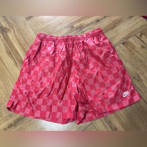 Nike Red and Pink Checkerboard Athletic Shorts
